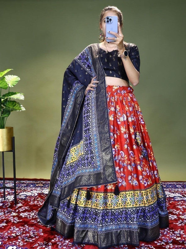 Wonderful Red Digital Printed Dolla Silk Traditional Lehenga Choli