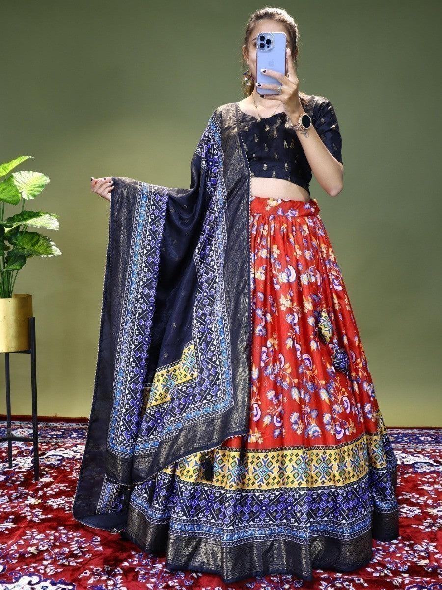 Wonderful Red Digital Printed Dolla Silk Traditional Lehenga Choli
