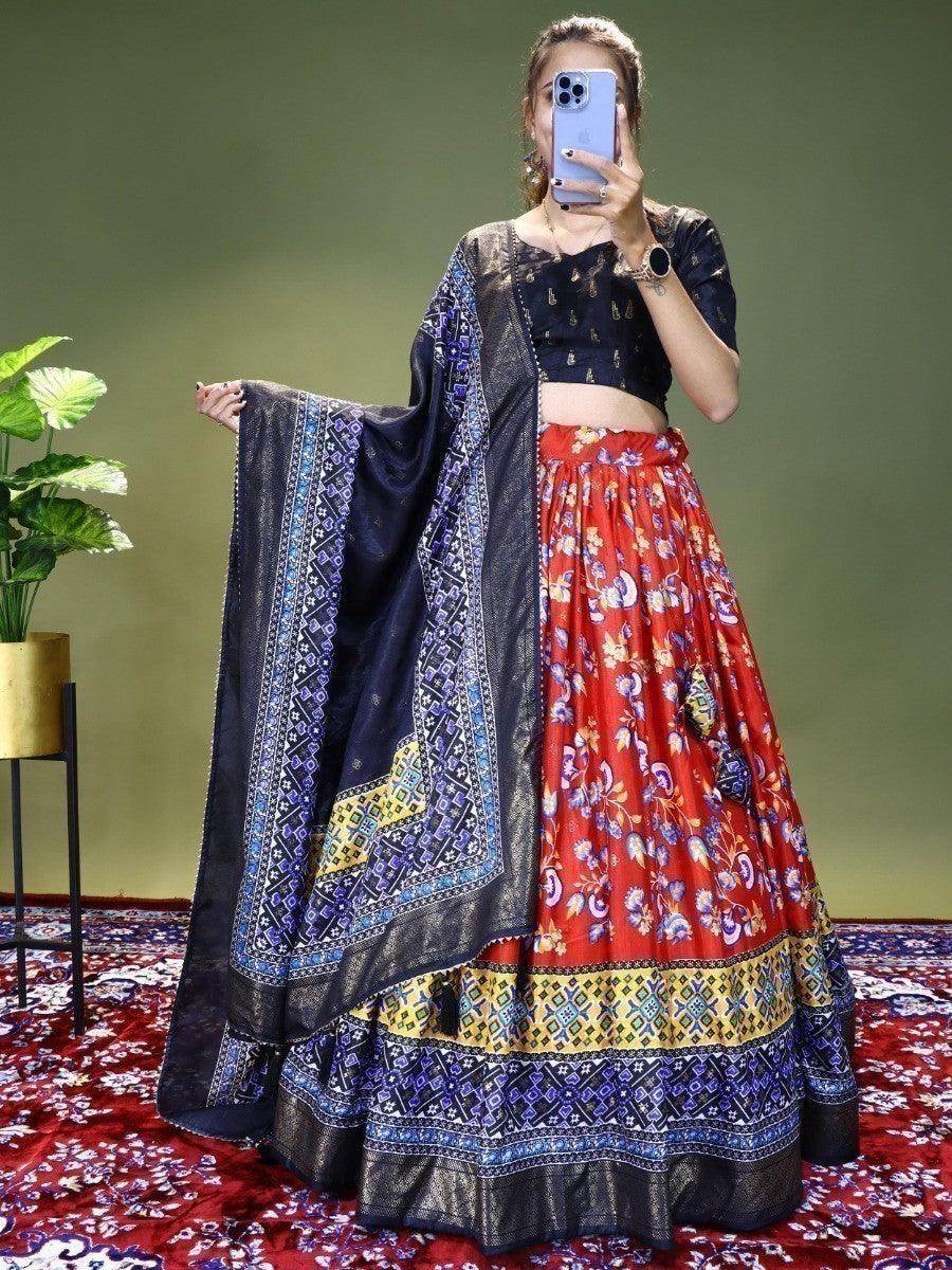 Wonderful Red Digital Printed Dolla Silk Traditional Lehenga Choli - Zeel Clothing