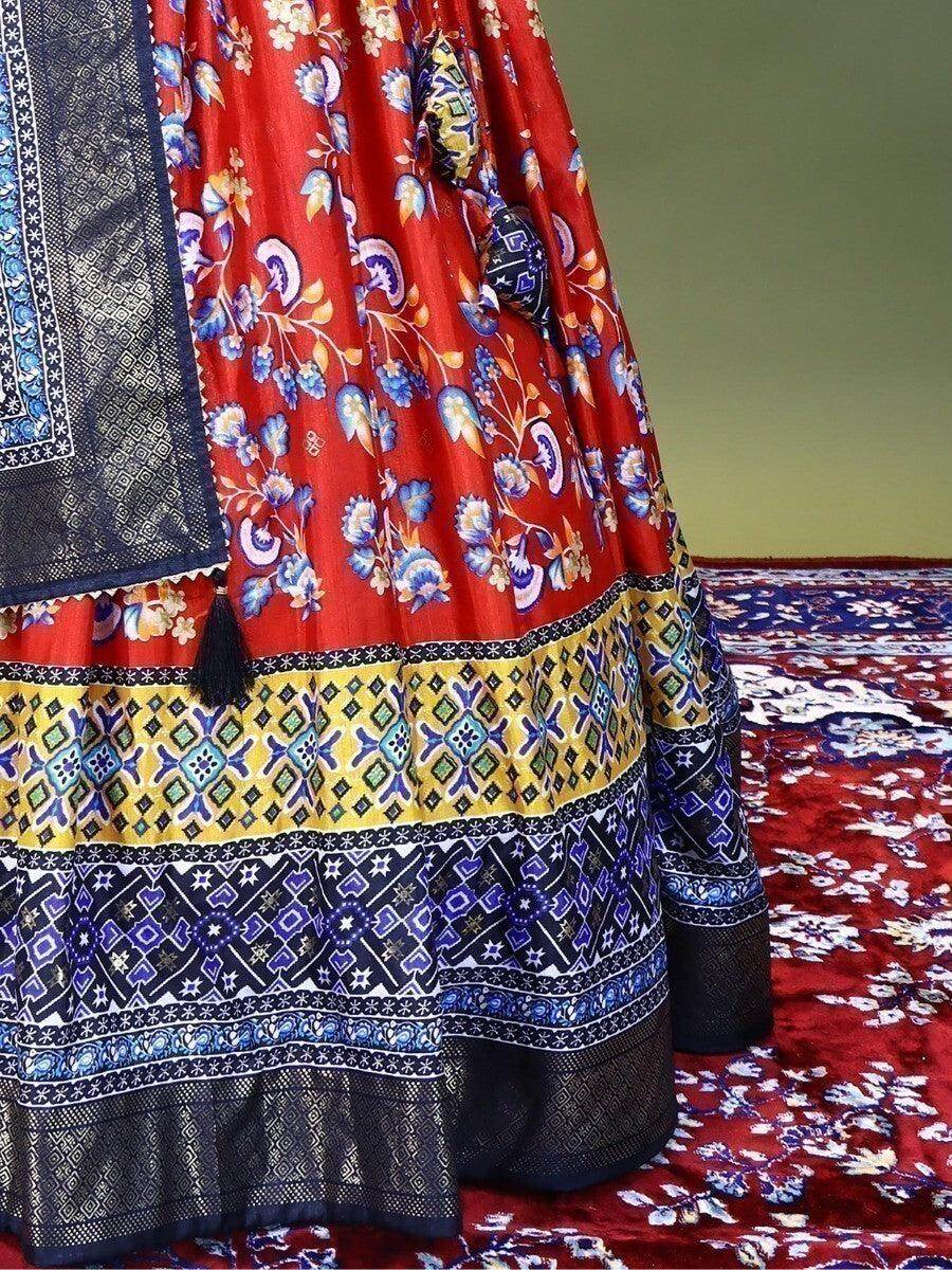Wonderful Red Digital Printed Dolla Silk Traditional Lehenga Choli - Zeel Clothing