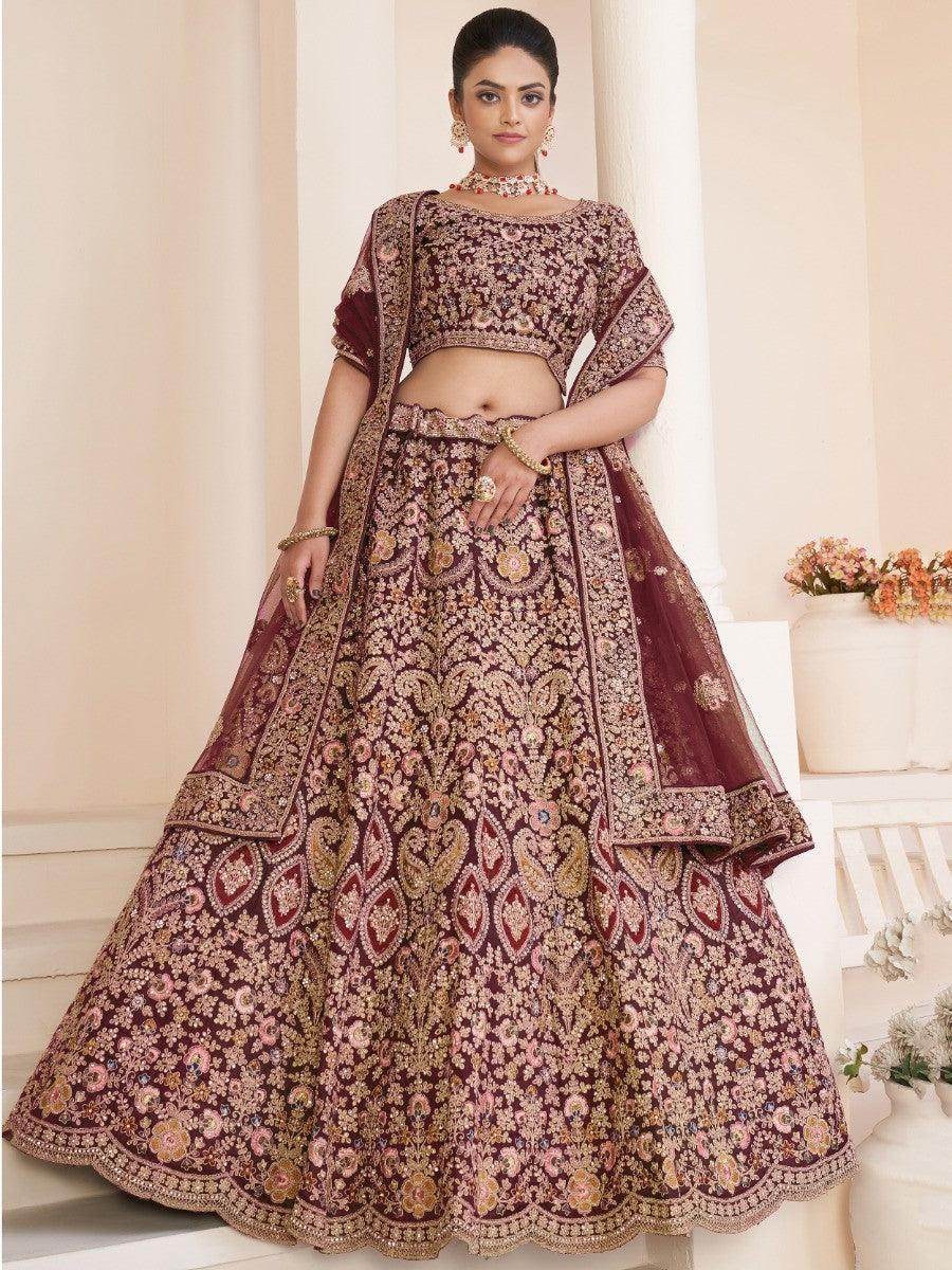 Wonderful Red Dori Work Net Bridal Lehenga Choli With Dupatta - Zeel Clothing
