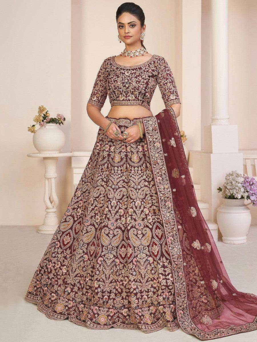 Wonderful Red Dori Work Net Bridal Lehenga Choli With Dupatta - Zeel Clothing
