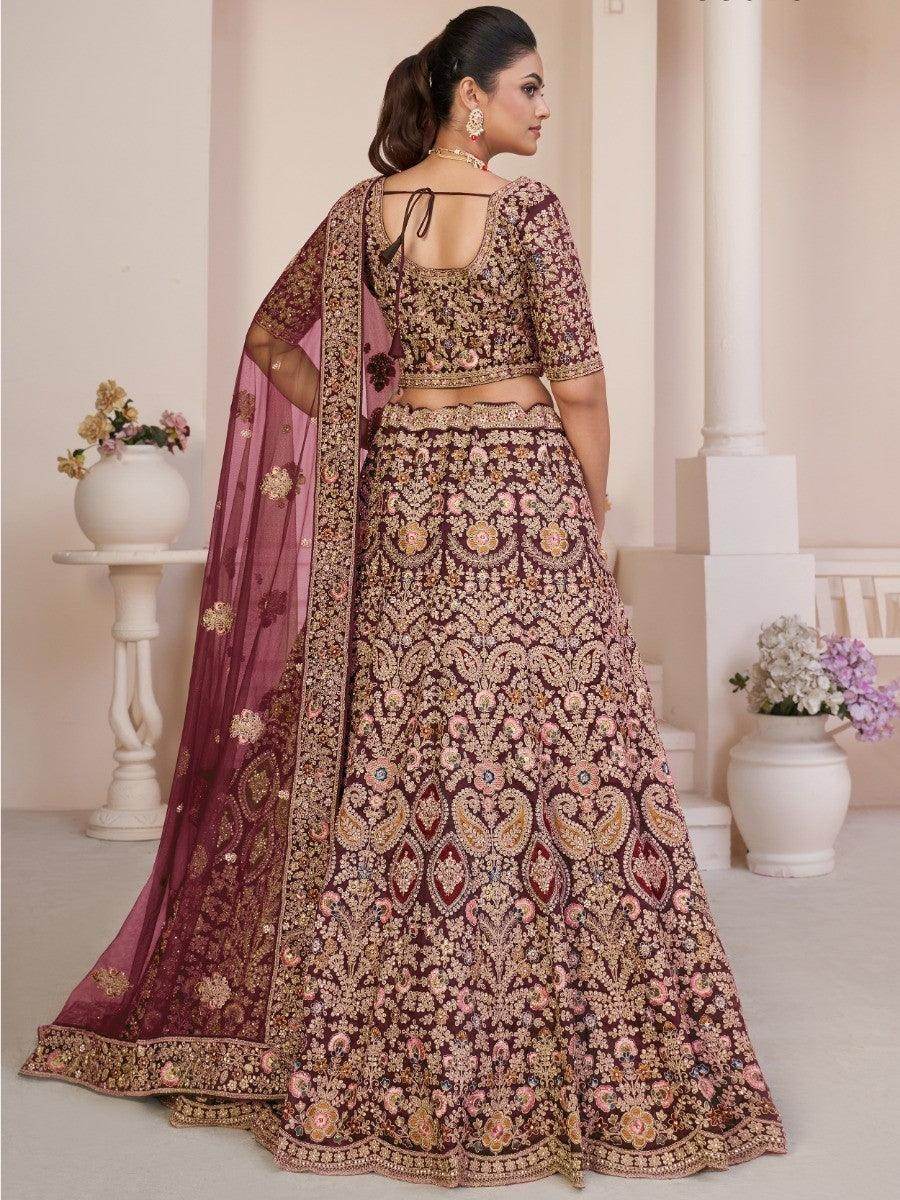 Wonderful Red Dori Work Net Bridal Lehenga Choli With Dupatta - Zeel Clothing