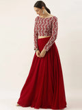 Wonderful Red Georgette Event Wear Lehenga With Embroidered Choli - Zeel Clothing