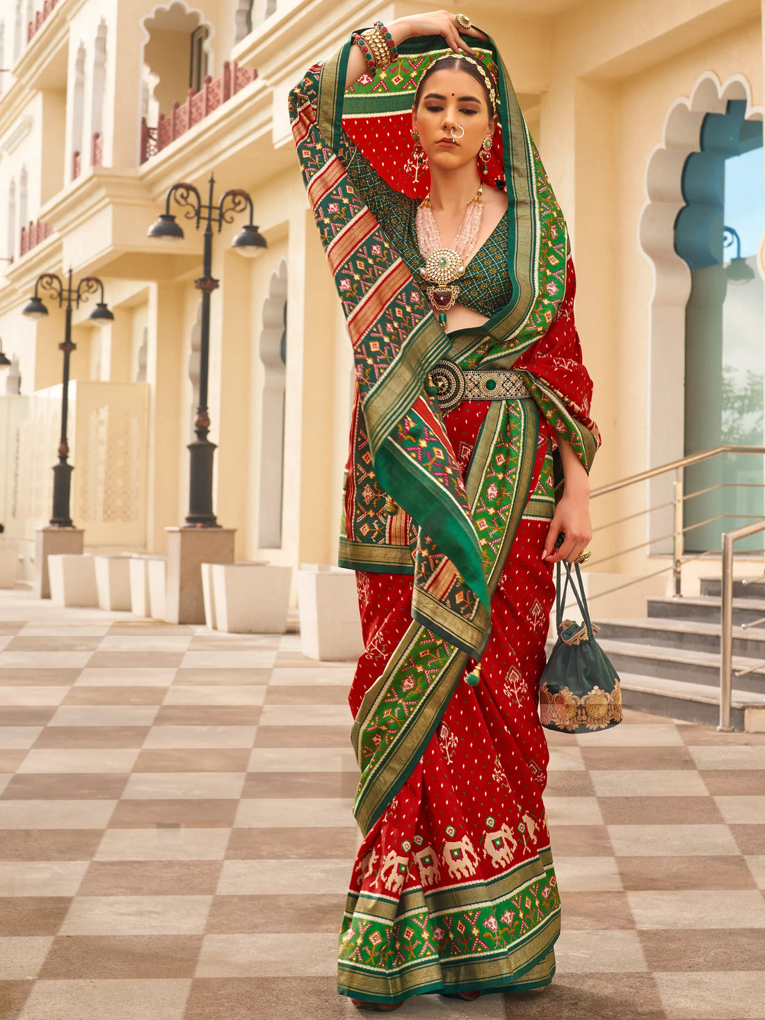 Wonderful Red Patola Print Silk Festive Wear Saree With Blouse - Zeel Clothing