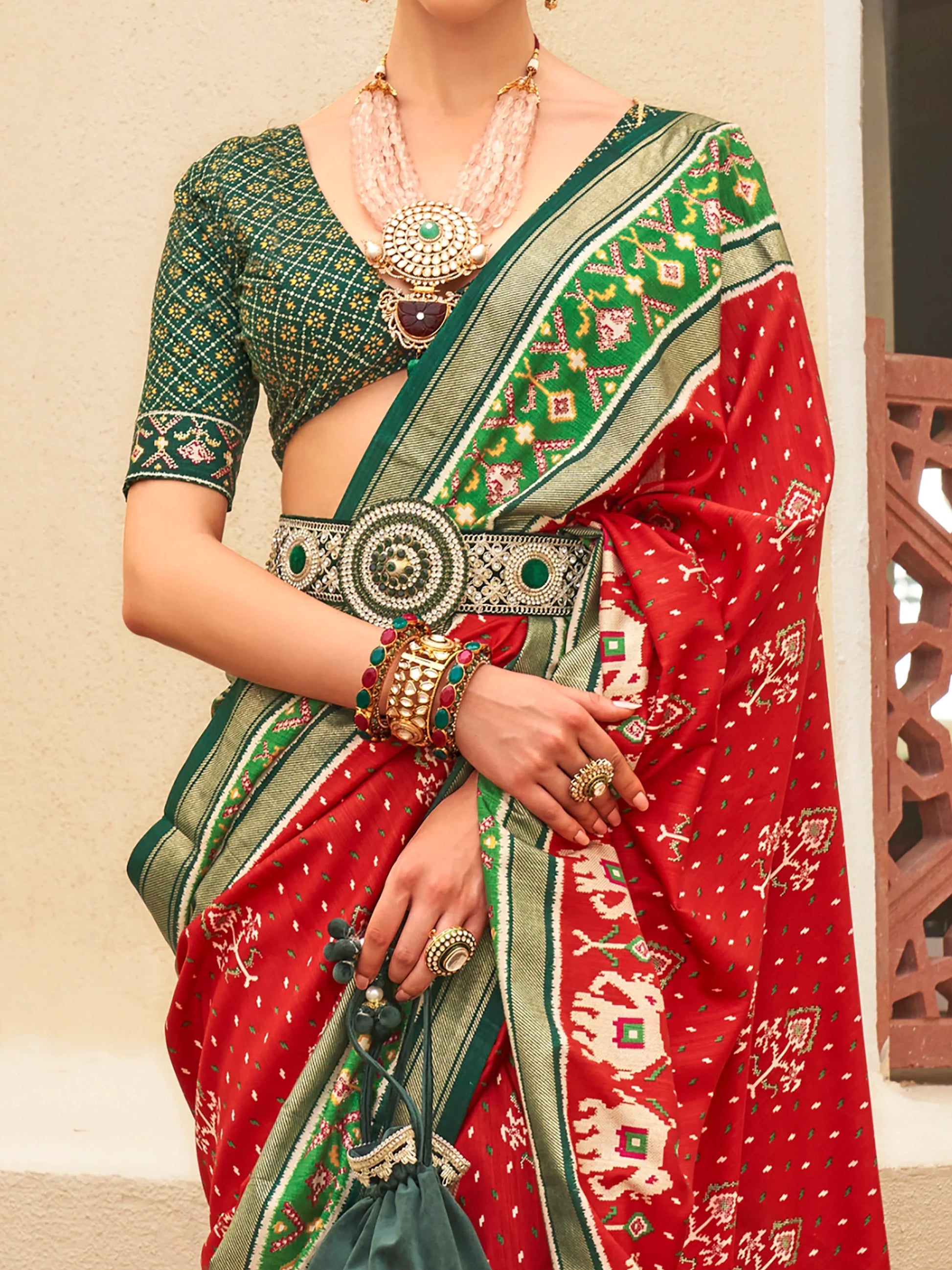 Wonderful Red Patola Print Silk Festive Wear Saree With Blouse - Zeel Clothing