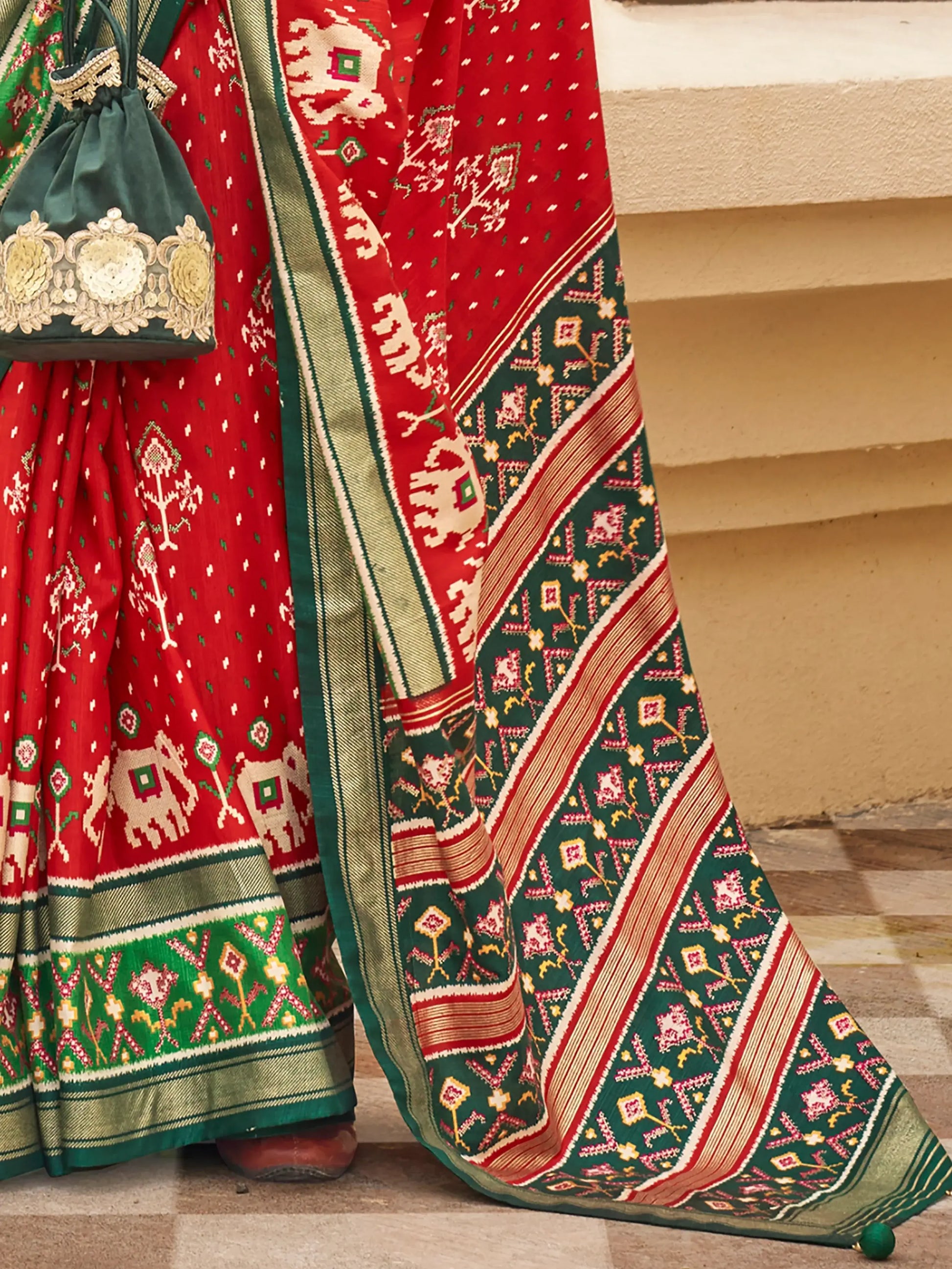 Wonderful Red Patola Print Silk Festive Wear Saree With Blouse - Zeel Clothing