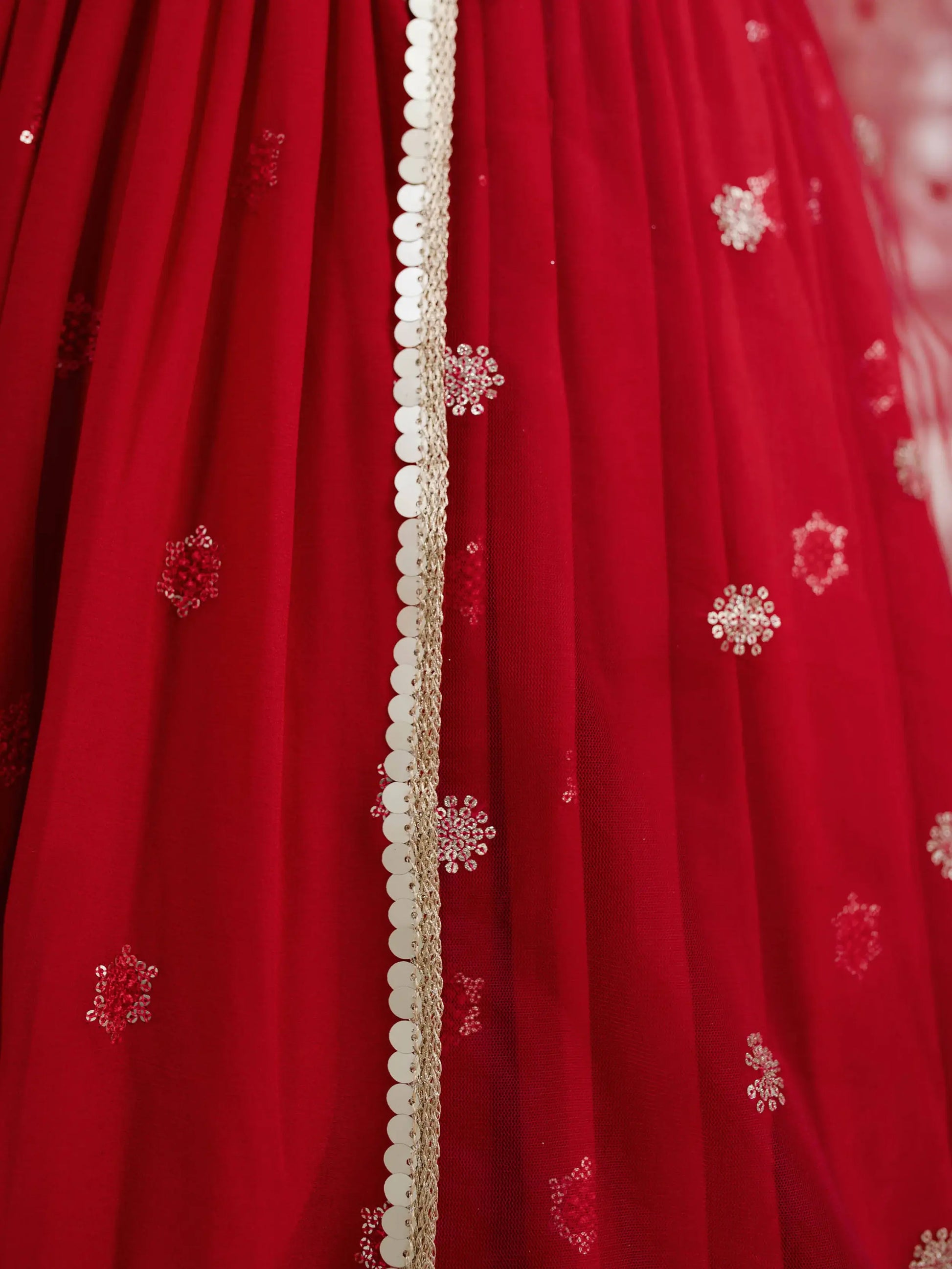 Wonderful Red Sequin Georgette Reception Wear Designer Lehenga Choli - Zeel Clothing