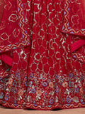 Wonderful Red Sequins Georgette Wedding Wear Lehenga Choli With Dupatta - Zeel Clothing