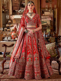 Wonderful Red Sequins Silk Bridal Lehenga Choli With Double Dupatta