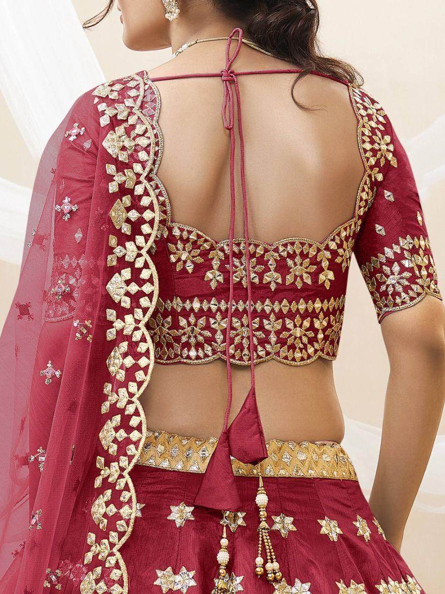 Wonderful Red Zari Work Art Silk Wedding Wear Lehenga Choli - Zeel Clothing