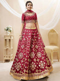 Wonderful Red Zari Work Art Silk Wedding Wear Lehenga Choli - Zeel Clothing