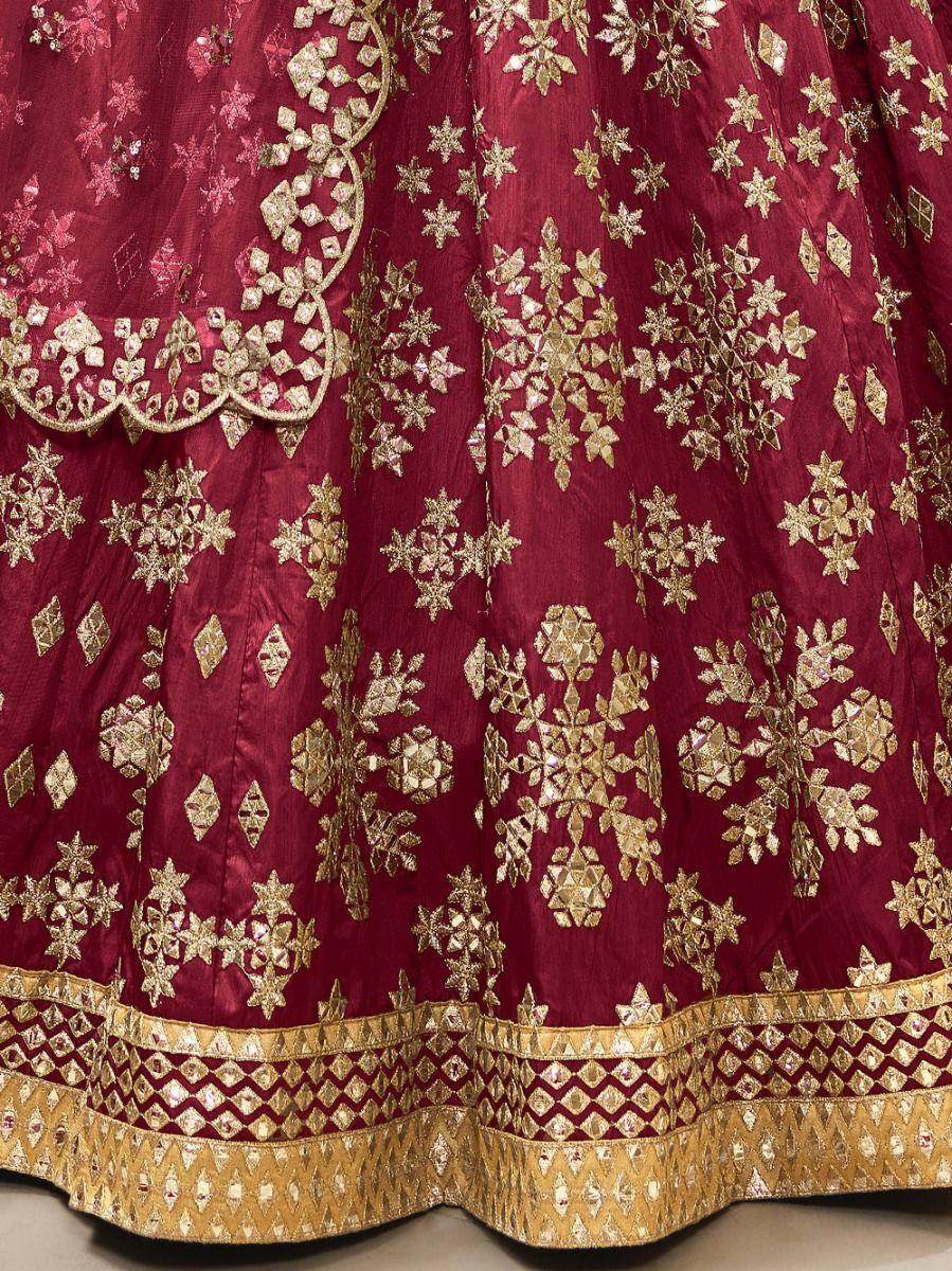 Wonderful Red Zari Work Art Silk Wedding Wear Lehenga Choli - Zeel Clothing