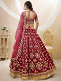 Wonderful Red Zari Work Art Silk Wedding Wear Lehenga Choli - Zeel Clothing