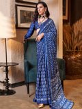 Wonderful Royal Blue Digital Printed Satin Function Wear Saree - Zeel Clothing