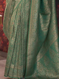 Wonderful Sea Green Woven Silk Festival Wear Saree With Blouse - Zeel Clothing