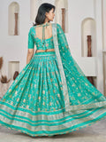 Wonderful Sea Green Zari Work Jacquard Sangeet Wear Lehenga Choli - Zeel Clothing