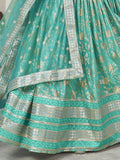 Wonderful Sea Green Zari Work Jacquard Sangeet Wear Lehenga Choli - Zeel Clothing