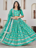 Wonderful Sea Green Zari Work Jacquard Sangeet Wear Lehenga Choli - Zeel Clothing