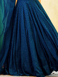 Wonderful Teal Blue Sequins Embroidery Georgette Festive Wear Lehenga Choli - Zeel Clothing