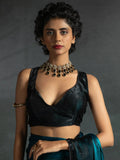 Wonderful Teal Blue Shaded Satin Pre-Stitched Saree With Blouse - Zeel Clothing