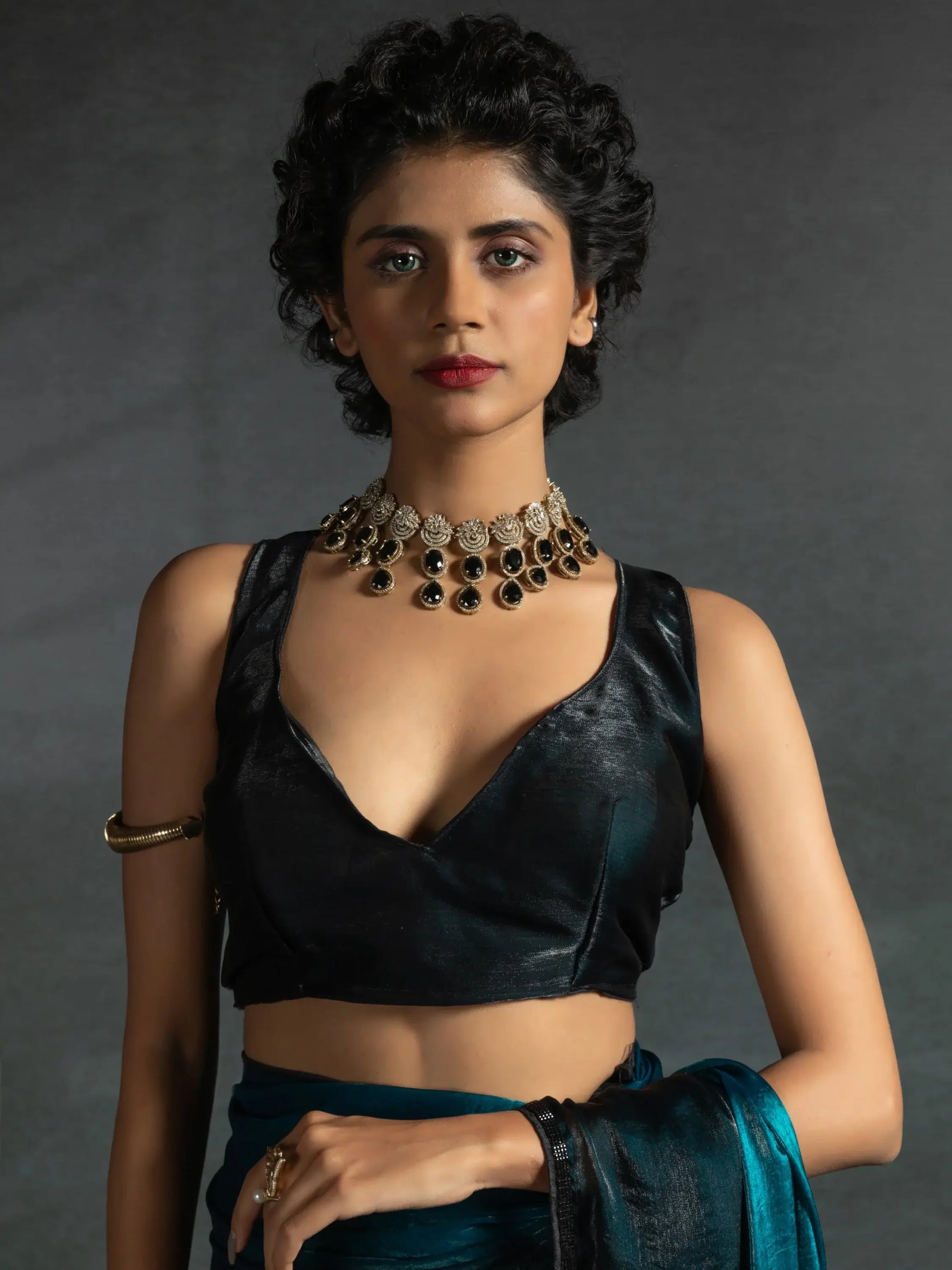 Wonderful Teal Blue Shaded Satin Pre-Stitched Saree With Blouse - Zeel Clothing