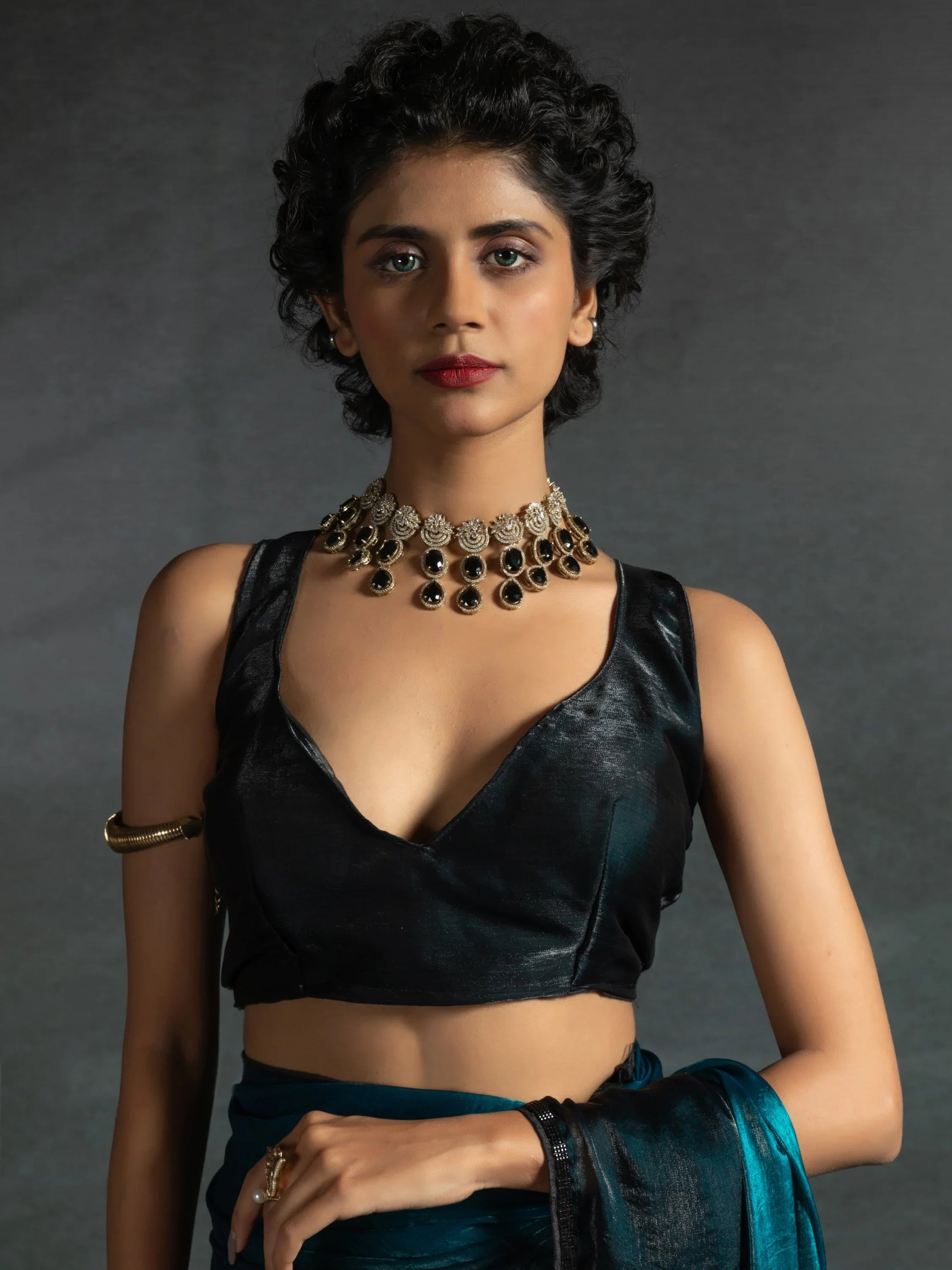 Wonderful Teal Blue Shaded Satin Pre-Stitched Saree With Blouse - Zeel Clothing