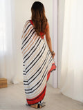 Wonderful White Digital Printed Chinon Party Wear Saree With Blouse - Zeel Clothing