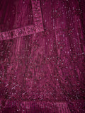 Wonderful Wine Thread Work Net Reception Wear Lehenga Choli With Dupatta - Zeel Clothing