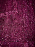 Wonderful Wine Thread Work Net Reception Wear Lehenga Choli With Dupatta - Zeel Clothing
