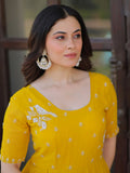 Wonderful Yellow Bead Embroidery Georgette Haldi Wear Gown - Zeel Clothing