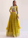 Wonderful Yellow Sequins Georgette Haldi Wear Lehenga Choli - Zeel Clothing