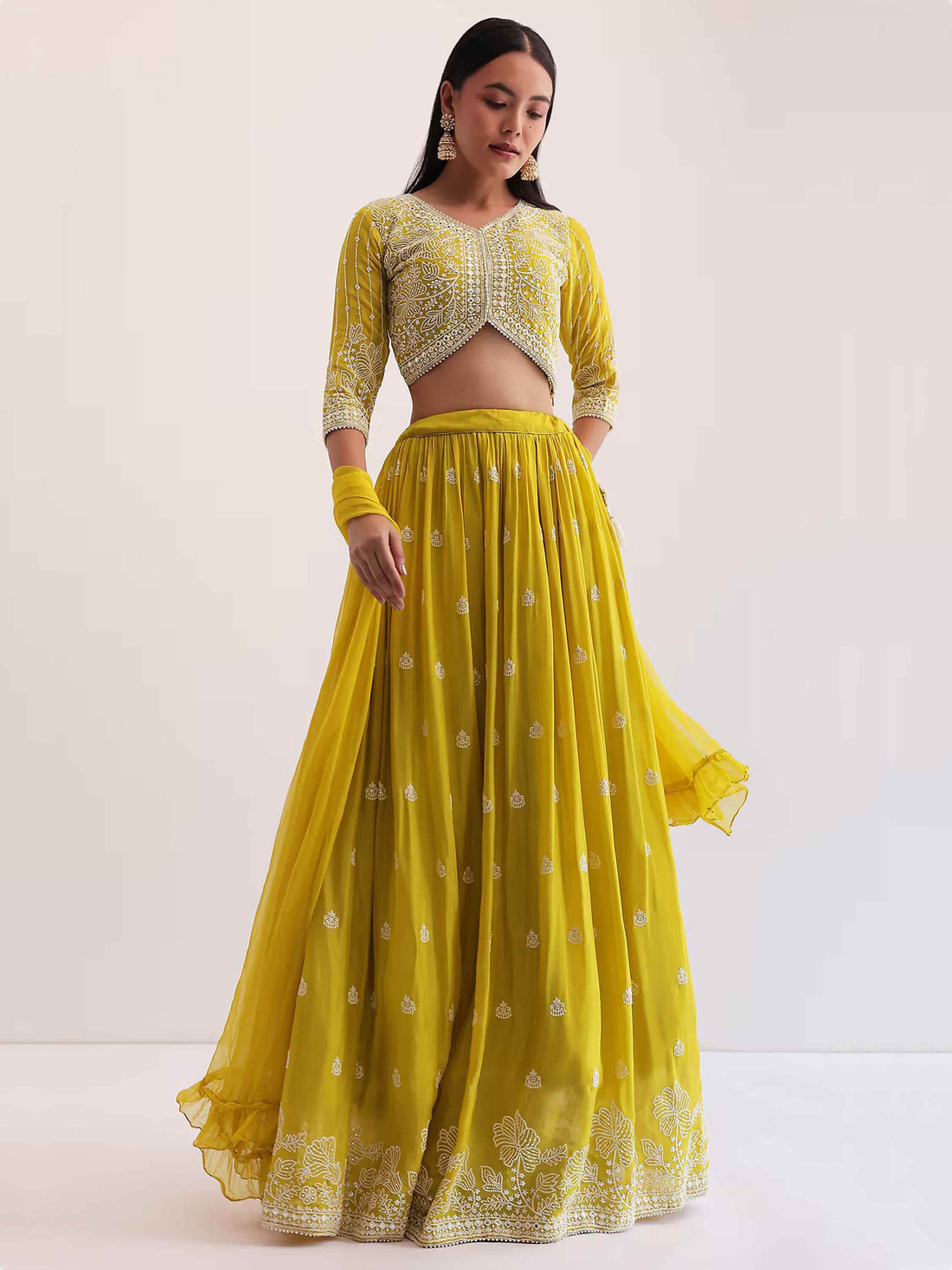 Wonderful Yellow Sequins Georgette Haldi Wear Lehenga Choli - Zeel Clothing