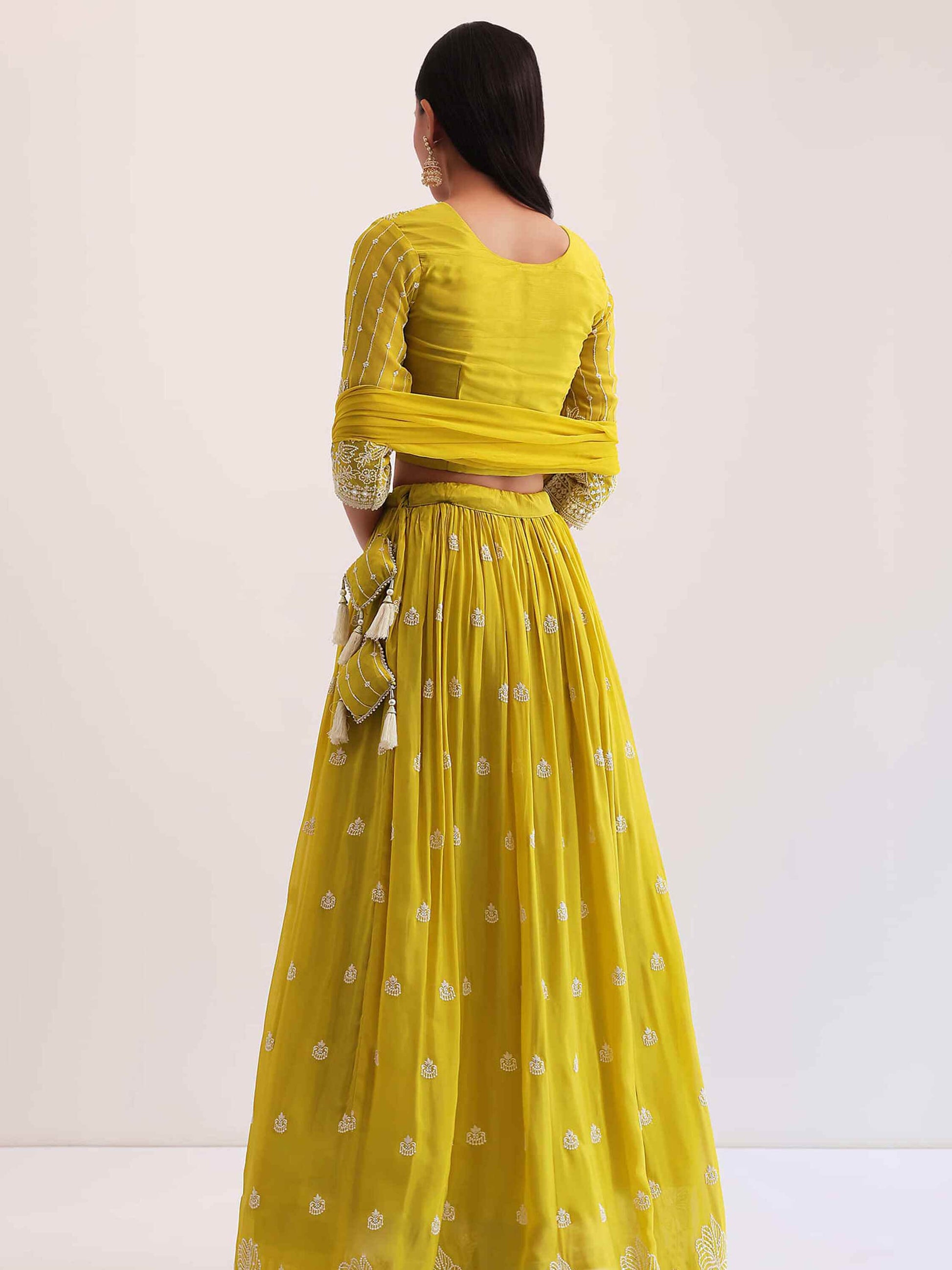 Wonderful Yellow Sequins Georgette Haldi Wear Lehenga Choli - Zeel Clothing
