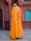 Wonderful Yellow Thread Work Georgette Haldi Wear Gown With Dupatta - Zeel Clothing