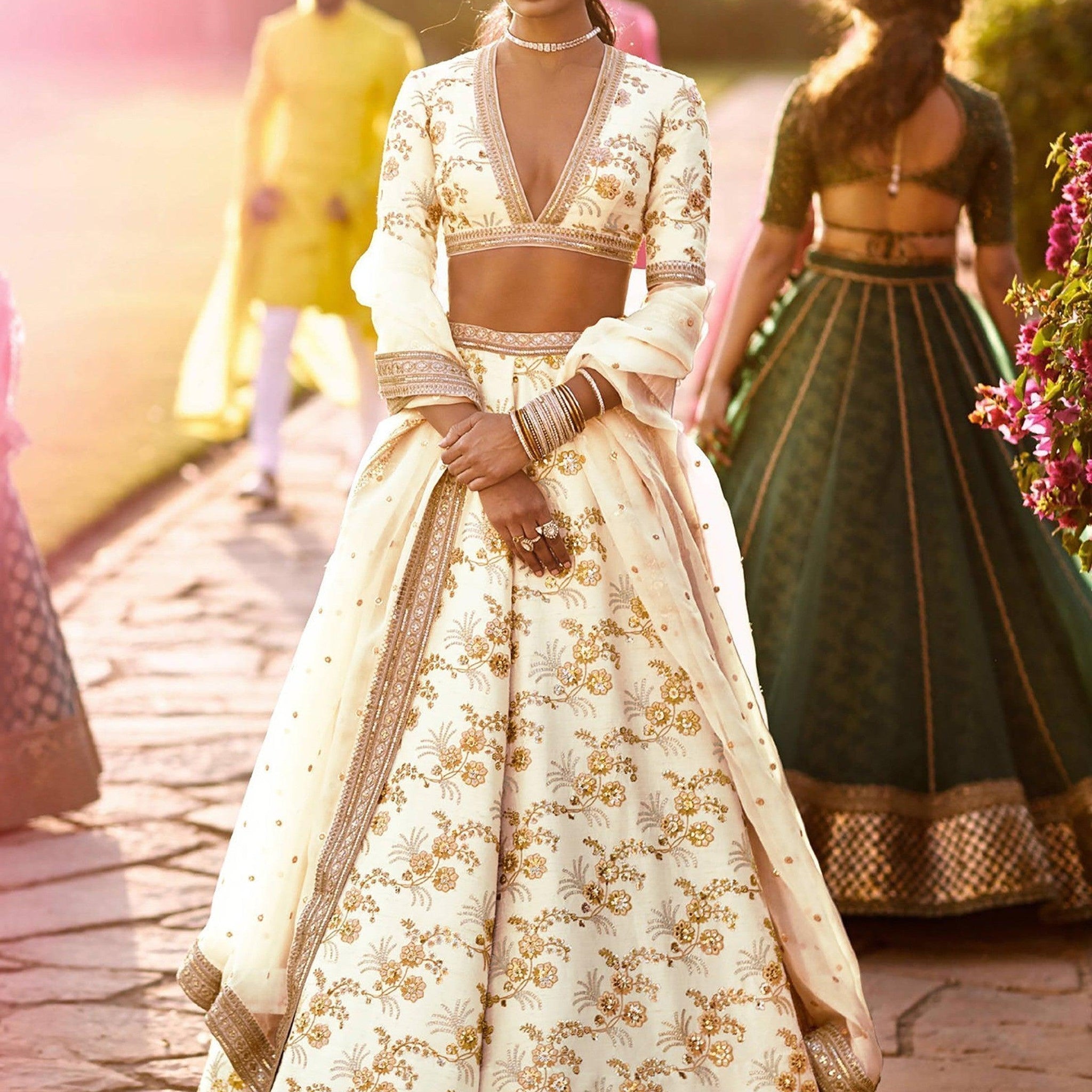 Hypnotic White Colored Wedding Wear Embroidered Satin Lehenga Choli