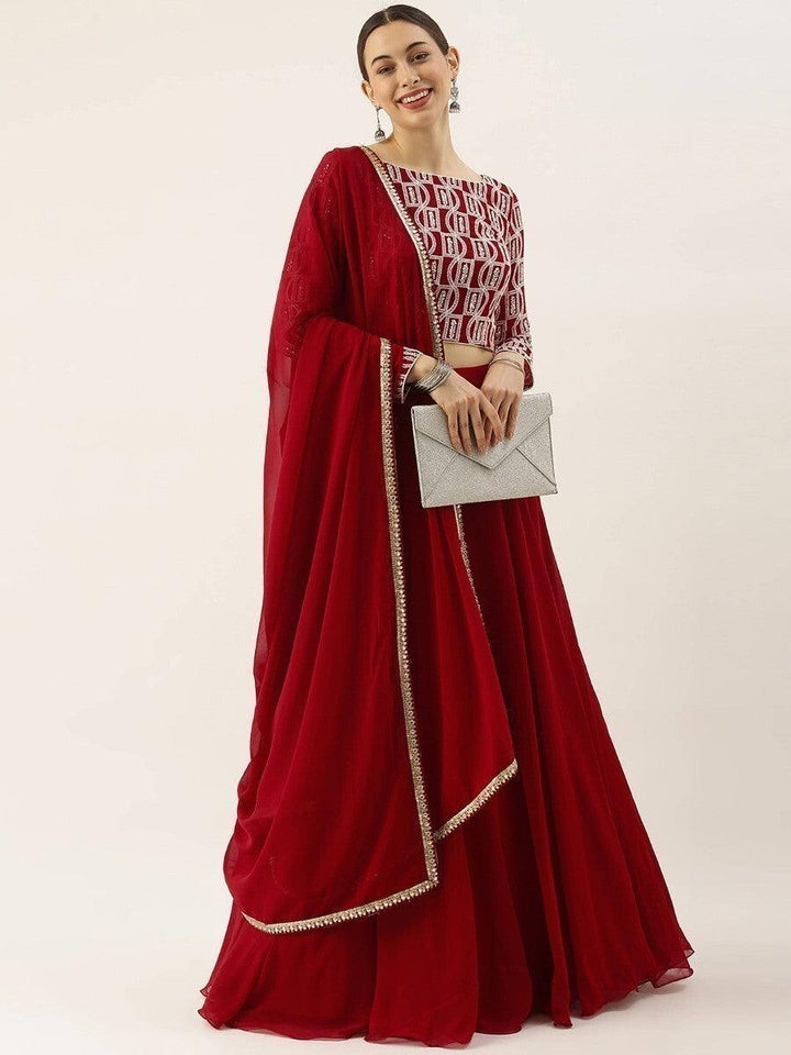 Wonderful Red Georgette Event Wear Lehenga With Embroidered Choli