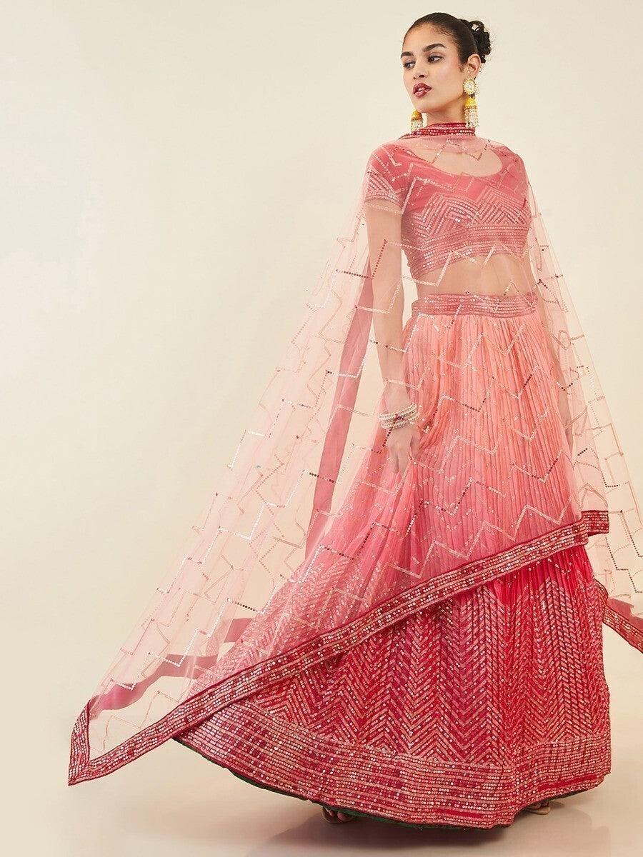Enchanting Pink Sequins Art Silk Festival Wear Lehenga Choli
