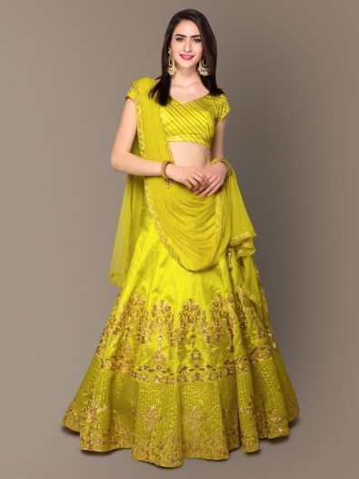 Sophisticated Neon Colored Party wear Embroidered Lehenga Choli