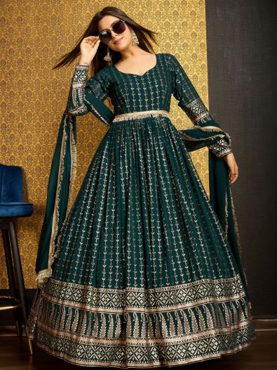 Buy Anarkali Gown Engagement Art Silk Wedding Dresses Online for Women in  USA