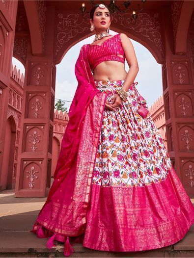 Stunning Pink Patola Print Silk Festival Wear Lehenga Choli 