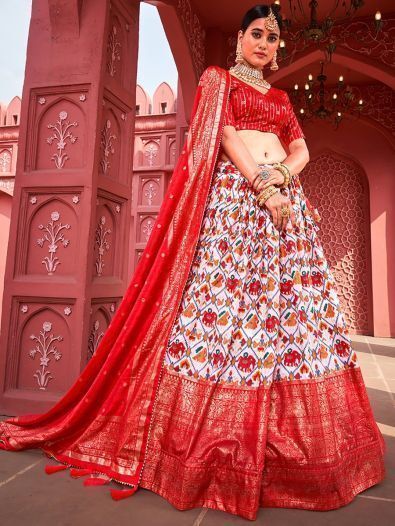 Beautiful Red Patola Print Silk Traditional Wear Lehenga Choli