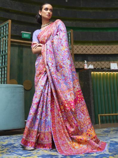 Enchanting Purple Weaving Silk Festive Wear Saree With Blouse