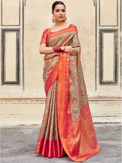 Attractive Multi-Color Zari Weaving Silk Festive Wear Saree