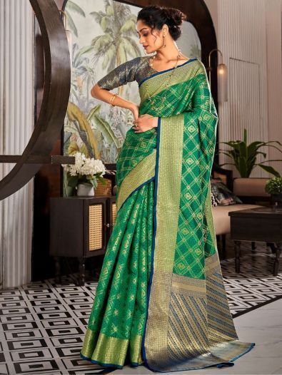 Marvelous Green Weaving Silk Festive Wear Saree With Blouse