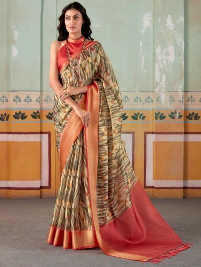 Wonderful Multi-Color Floral Printed Silk Saree With Blouse