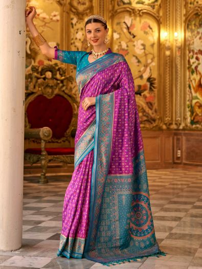 Glamorous Purple Zari Weaving Banarasi Silk Wedding Saree With Blouse