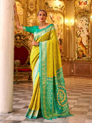 Stunning Light Green Zari Weaving Banarasi Silk Festival Wear Saree