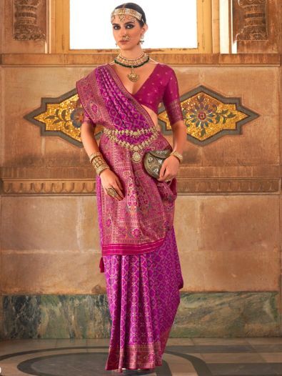 Excellent Purple Weaving Silk Events Wear Saree With Blouse