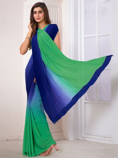 Attractive Multi-Color Digital Printed Satin Saree With Blouse
